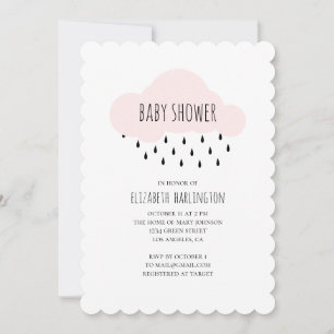 Modern baby shower invitation. Pink cloud Invitation