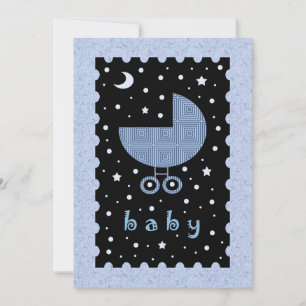 Modern Baby Shower Invite Blue and Balck Celestial