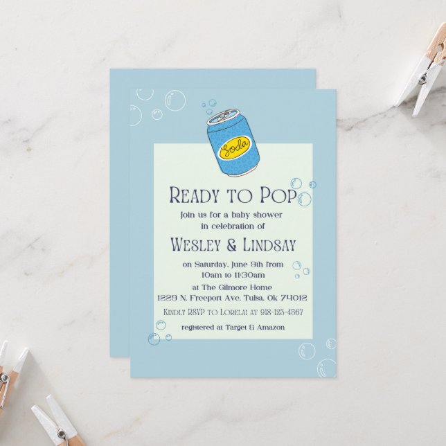 Modern Baby Shower Invite - Ready to Pop! (Front/Back In Situ)