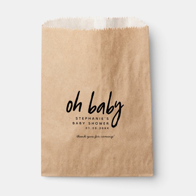 Modern Baby Shower | Oh Baby Favour Bag (Front)