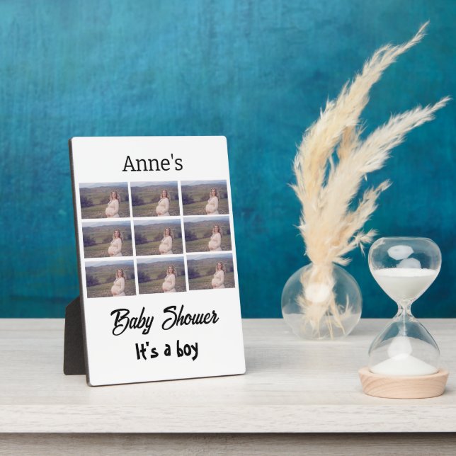 Modern Baby Shower personalized 9 Photo Collage Plaque (Side)