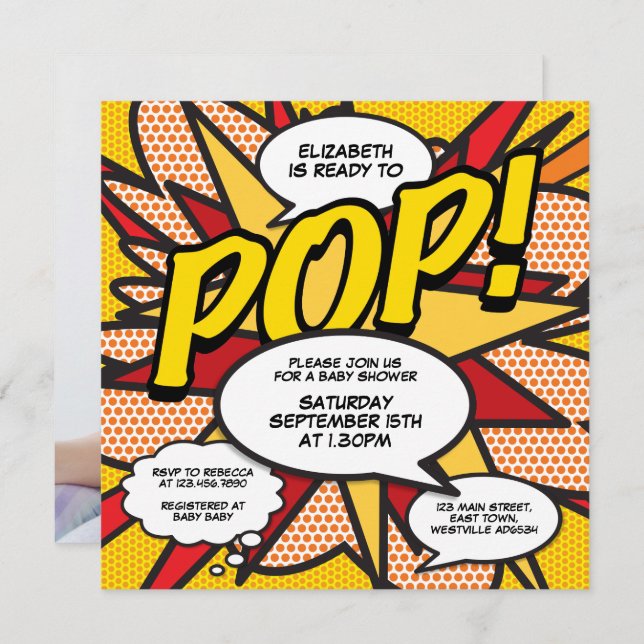 Modern Baby Shower Ready to Pop Fun Photo Invitation (Front/Back)