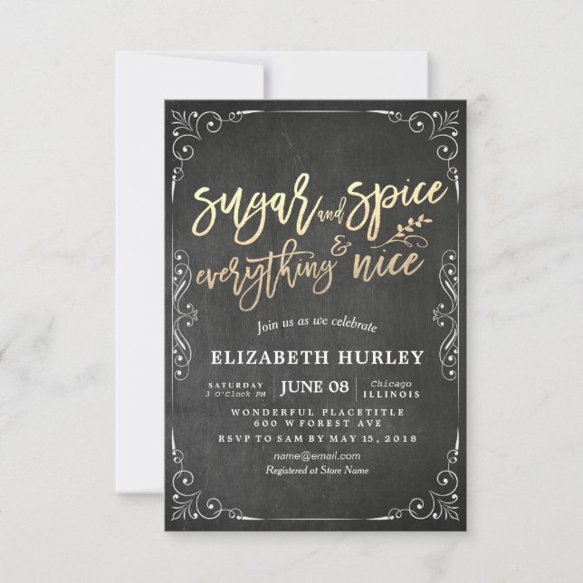 Modern Baby Shower Sugar & Spice & Everything Nice Invitation (Front)