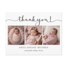 Modern baby thank you card with photo