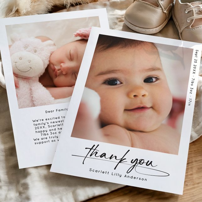 Modern Baby Thank You Simple Photo  Card (Creator Uploaded)