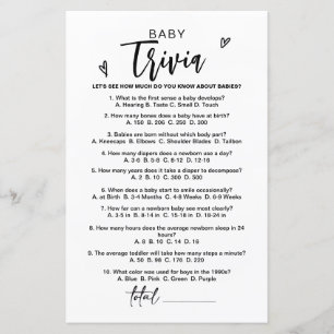 Modern Baby Trivia Game, Baby Shower Games, Baby 