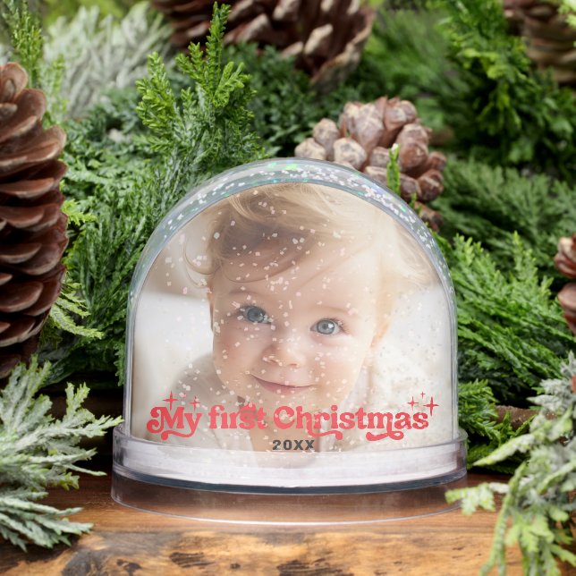 Modern Baby's First Christmas Photo  Snowglobe (Winter)