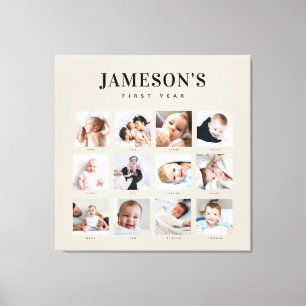 Modern Baby's First Year Keepsake Photo Calendar C Canvas Print