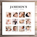 Modern Baby's First Year Keepsake Photo Calendar Canvas Print<br><div class="desc">Remember your baby's first year with this modern minimalist photo collage. Simple 12 photo grid layout for every month of your newborn's start in life. Make's a beautiful gift for new parents,  grandparents or other family members to hold on to these special first moments.</div>