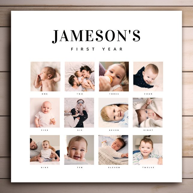 Modern Baby's First Year Keepsake Photo Calendar Canvas Print (Creator Uploaded)