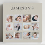 Modern Baby's First Year Keepsake Photo Calendar Faux Canvas Print<br><div class="desc">Remember your baby's first year with this modern minimalist photo collage. Simple 12 photo grid layout for every month of your newborn's start in life. Make's a beautiful gift for new parents, grandparents or other family members to hold on to these special first moments. This is the warm earth tone...</div>