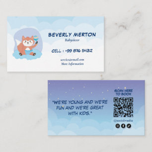 Modern Babysitting Business Fox Babysitter Card