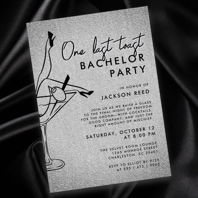 Modern Bachelor Party One Last Toast Martini Invitation (Creator Uploaded)