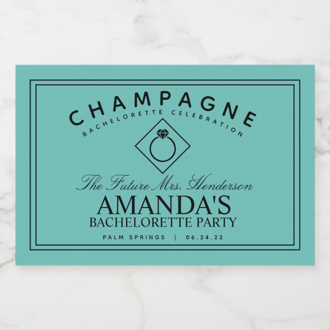 Modern Bachelorette Party Mini Sparkling Wine Labe Sparkling Wine Label (Single Label)