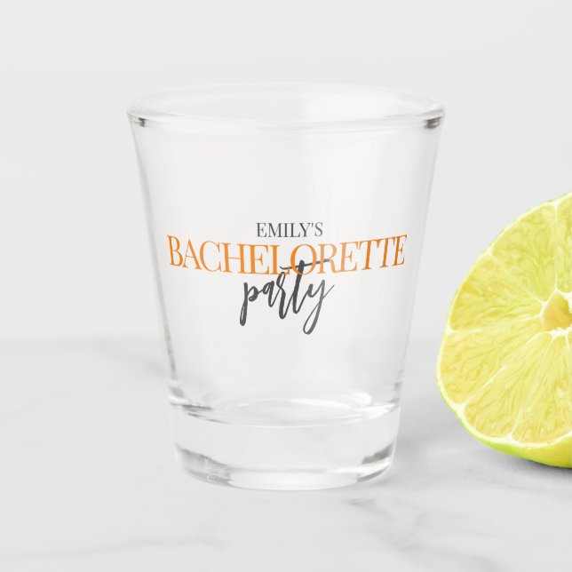 Modern Bachelorette Party Shot Glass (Front)