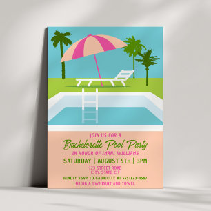 Modern Bachelorette Pool Party Summer Last Splash Invitation