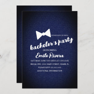 Modern Bachelors Party Textured Bow Invitation