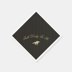 Modern Back & Gold Stripe Race Horse Derby Party Napkin