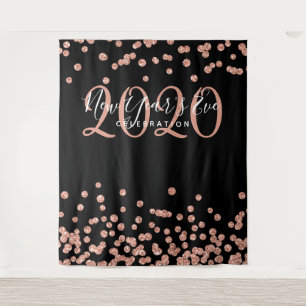 Modern Backdrop New Year's Eve Rose Gold Confetti Tapestry