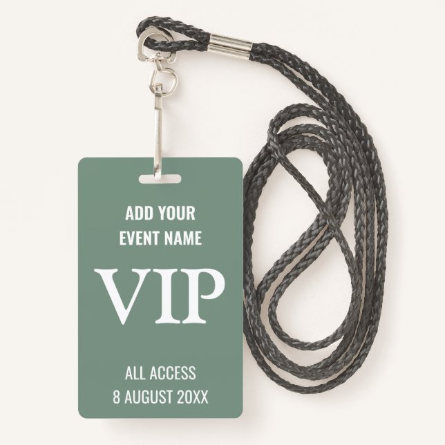 Modern Backstage Pass Event Music Festival VIP Badge (Front with Lanyard)