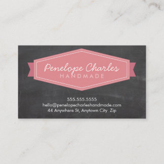 MODERN BADGE LOGO bright bold coral chalkboard Business Card