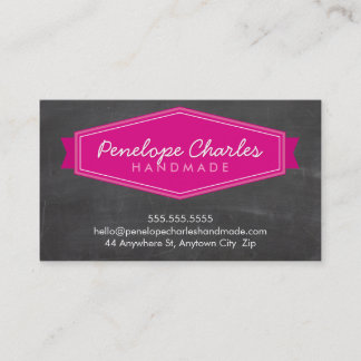 MODERN BADGE LOGO bright bold pink chalkboard Business Card