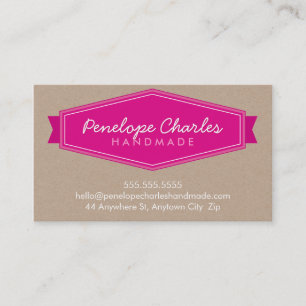 MODERN BADGE LOGO bright bold pink eco Kraft Business Card