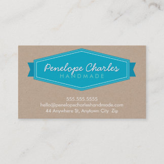 MODERN BADGE LOGO bright bold turquoise blue kraft Business Card