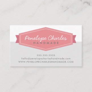 MODERN BADGE LOGO retro coral pink medium grey Business Card
