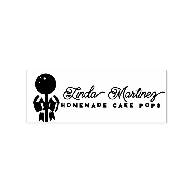 Modern Bakery Cake Pop Baker Homemade Script  Logo Rubber Stamp (Imprint)