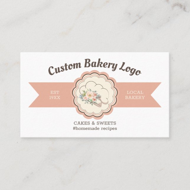 Modern Bakery Cap Pastry Chef Logo Design Business Card (Front)