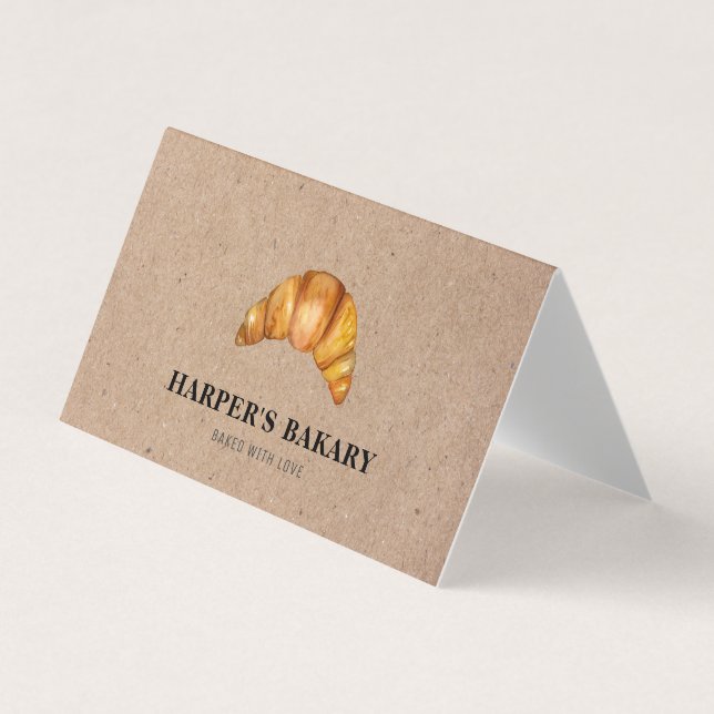 Modern Bakery Croissant Professional Logo  Business Card (Front)