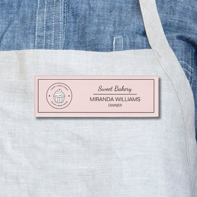 Modern Bakery Custom Logo Pink Name Tag (Modern Bakery Custom Logo Pink Name Tag)