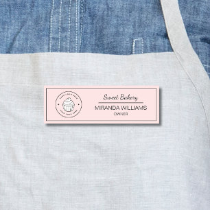 Modern Bakery Custom Logo Pink Name Tag