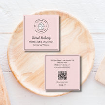 Modern Bakery Custom Logo QR Social Media Pink