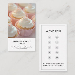 Modern Bakery Custom Photo White Loyalty Card