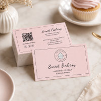 Modern Bakery Logo QR Social Media Icons Pink
