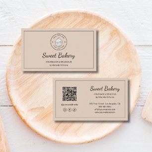 Modern Bakery Logo QR Social Media Mocha Business Card