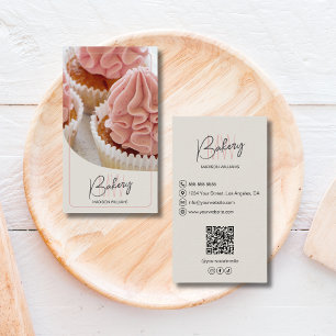 Modern Bakery Monogram Logo QR Code Business Card