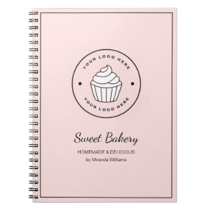 Modern Bakery Pink Custom Logo Notebook