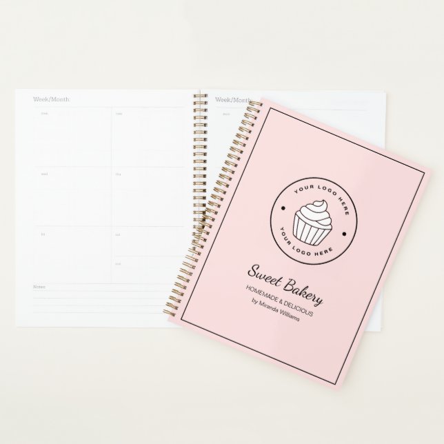Modern Bakery Pink Custom Logo Planner (Display)