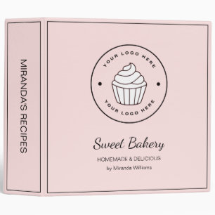 Modern Bakery Pink Custom Logo Recipe Binder