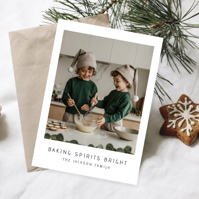 Modern Baking Spirits Bright Sibling Photo Holiday Card (Creator Uploaded)