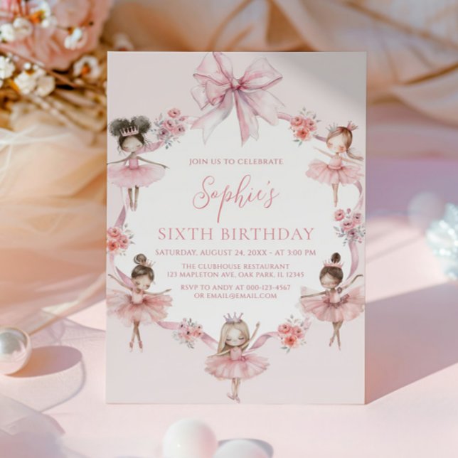 Modern Ballerina Ballet Dancer Girl Birthday Invitation (Creator Uploaded)