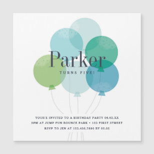 Modern balloon boys birthday party invitation