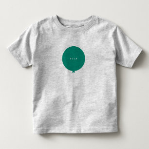 Modern Balloon Green Scandinavian Unisex Name Toddler T-shirt