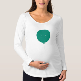 Modern Balloon   Green Scandinavian Unisex Name Maternity T-Shirt