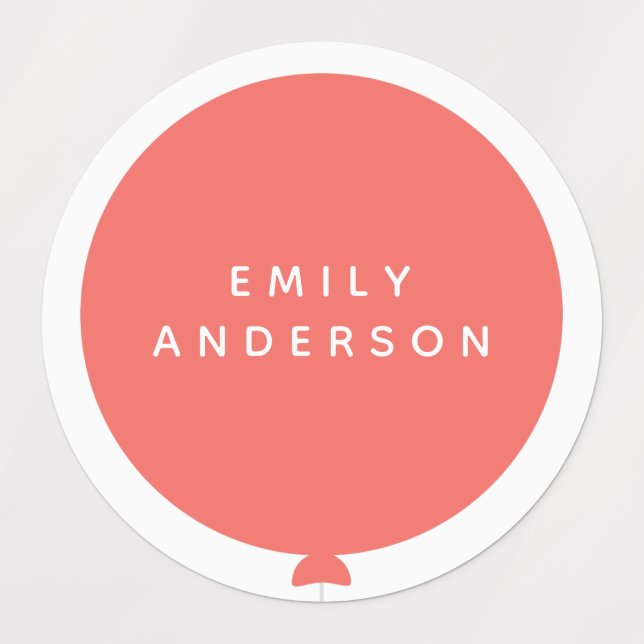 Modern Balloon | Name Nursery School Girl Pink ID (Design 1)