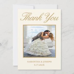 Modern Ballroom Vintage Ivory Wedding Photo Thank You Card