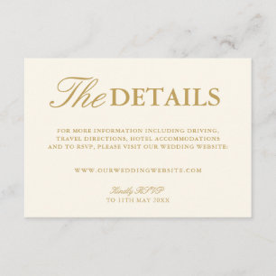 Modern Ballroom Vintage Ivory Wedding Website Enclosure Card